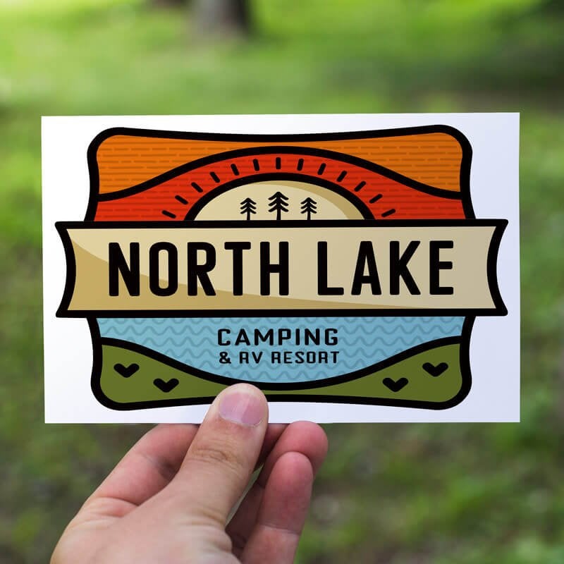 A horizontal sticker for a RV resort