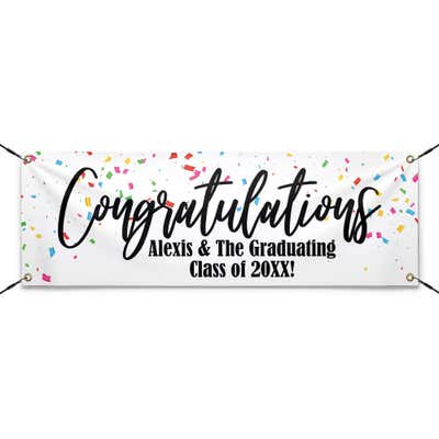 Personalized Confetti Graduation Banner With Strings