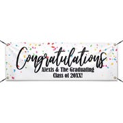 Personalized Confetti 2" x 6" Graduation Banner 