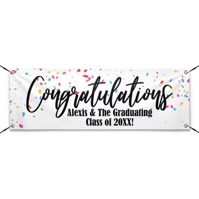 Personalized Confetti Graduation Banner With Strings