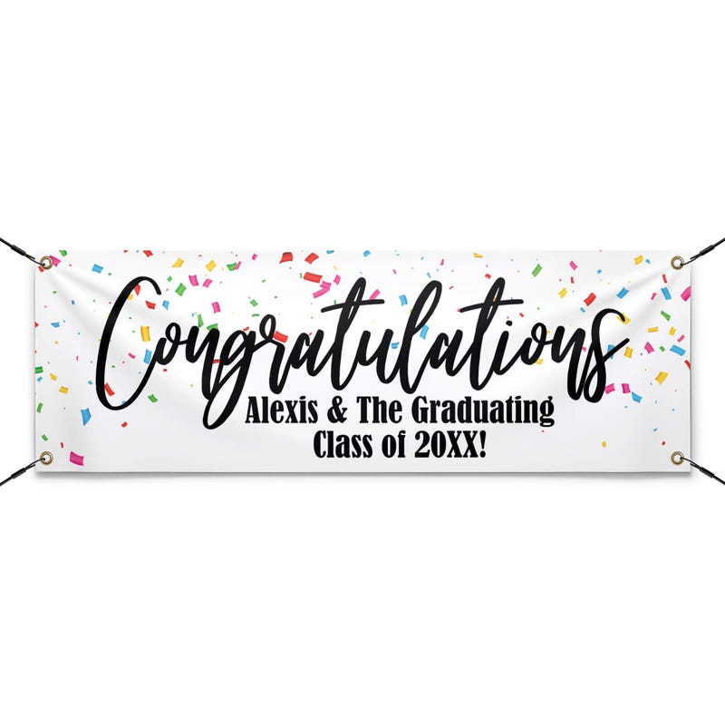 Personalized Confetti Graduation Banner With Strings