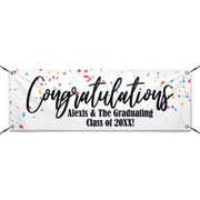 Personalized Confetti 2" x 6" Graduation Banner
