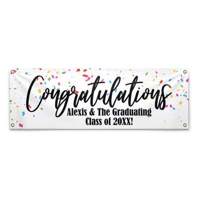 Personalized Confetti 2" x 6" Graduation Banner  - alternate view