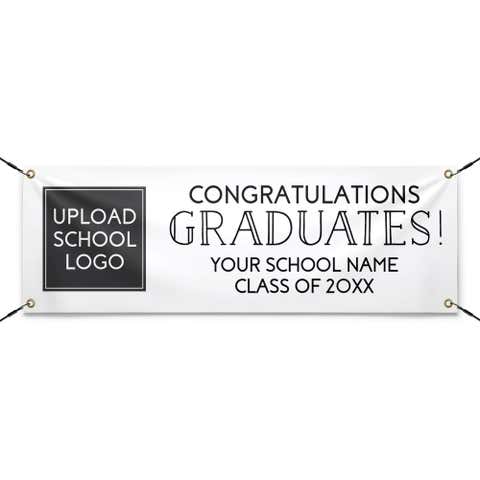 School Logo Congratulations 2' x 6'  Custom Graduation Banner