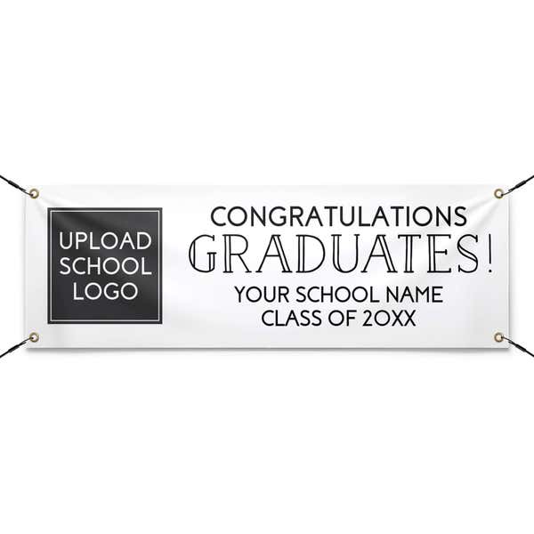 School Logo Congratulations 2' x 6'  Custom Graduation Banner