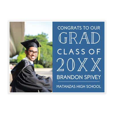 Custom graduation yard sign with photo and school name