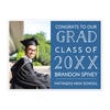 Custom graduation yard sign with photo and school name