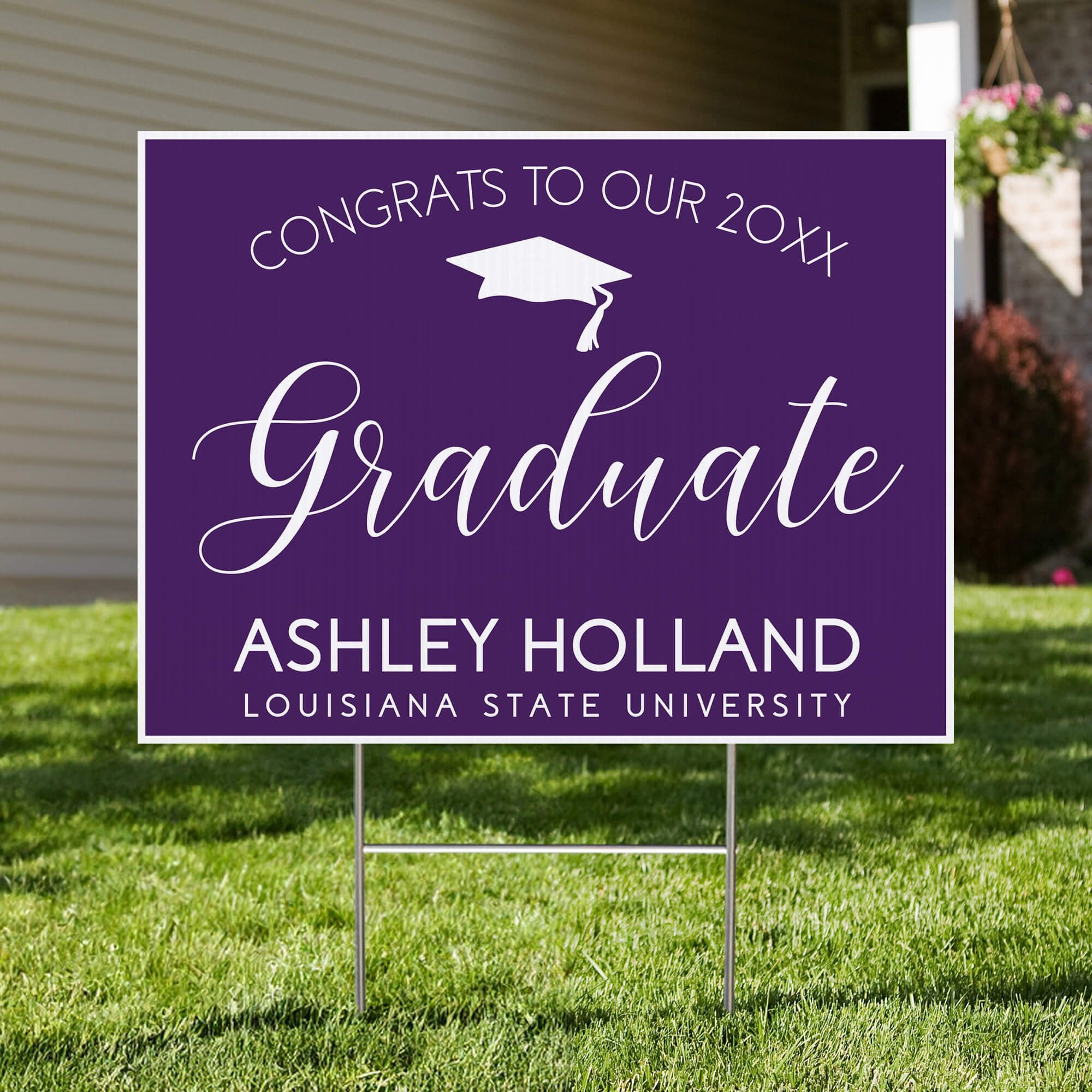 Congrats to our graduate yard sign displayed in a front yard