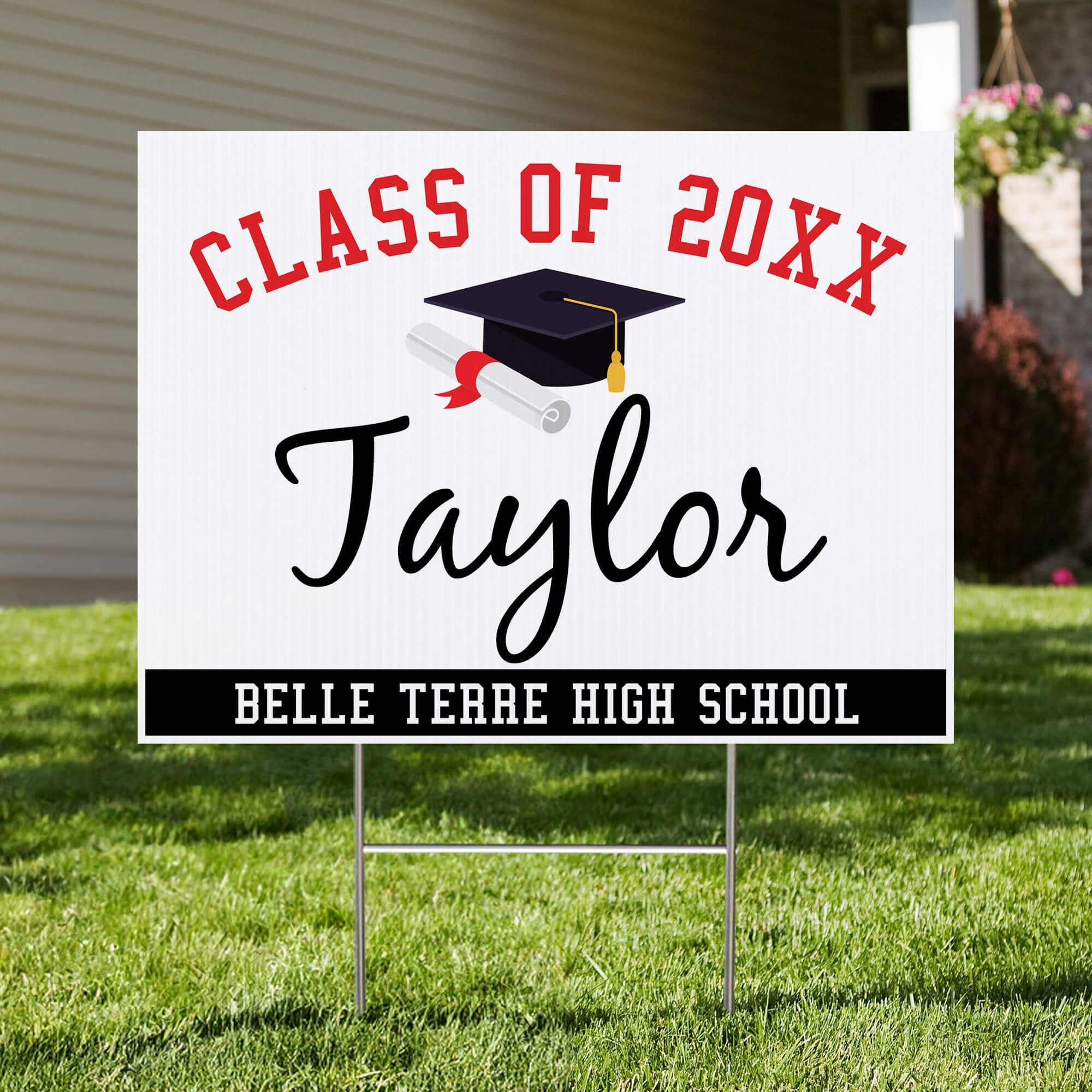 Class Diploma Graduation Yard Sign in a Yard