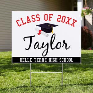 Class Diploma Graduation Yard Sign in a Yard