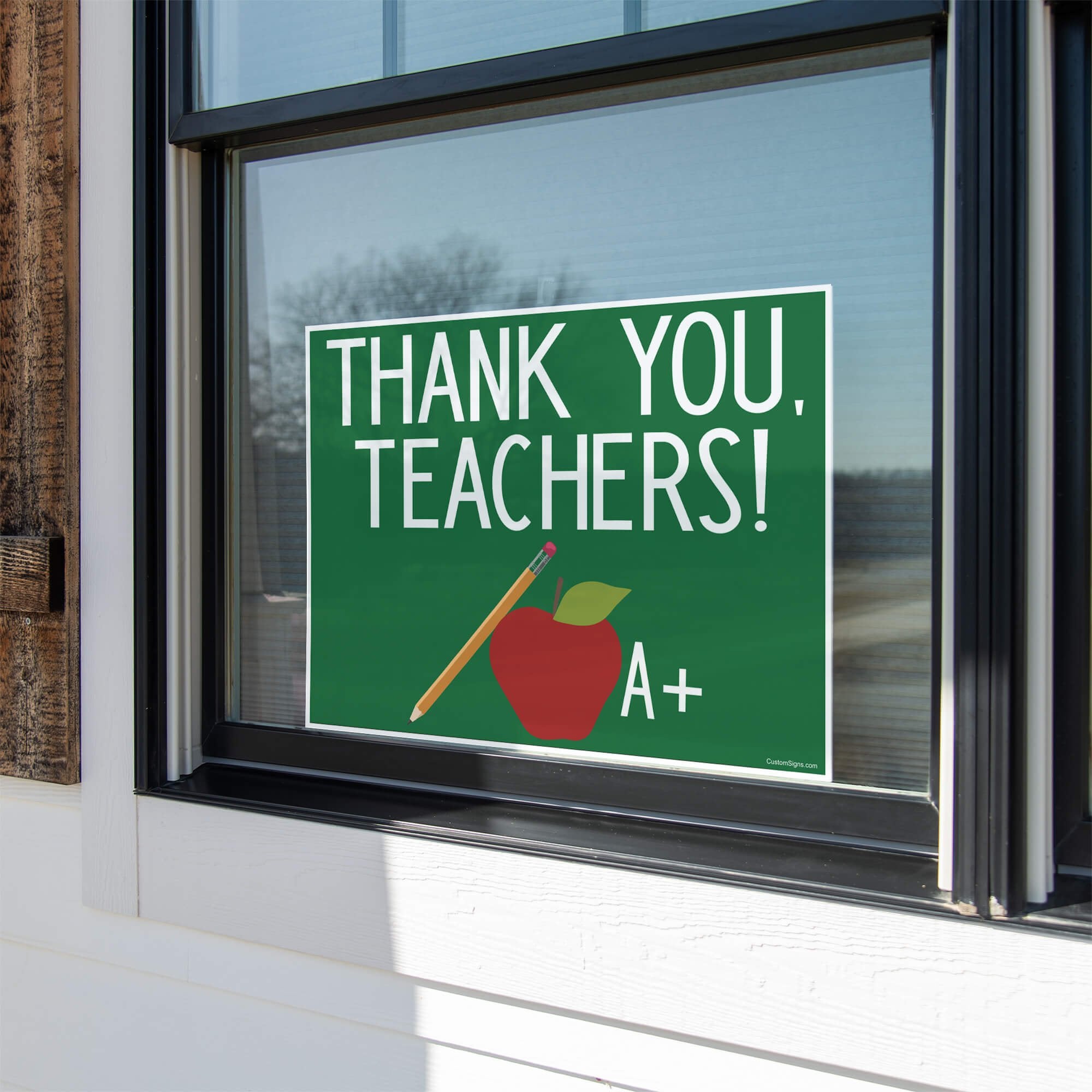 Thank You Teachers Appreciation displayed in a window
