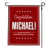 Graduation Bold Name Garden Flag pole on right
