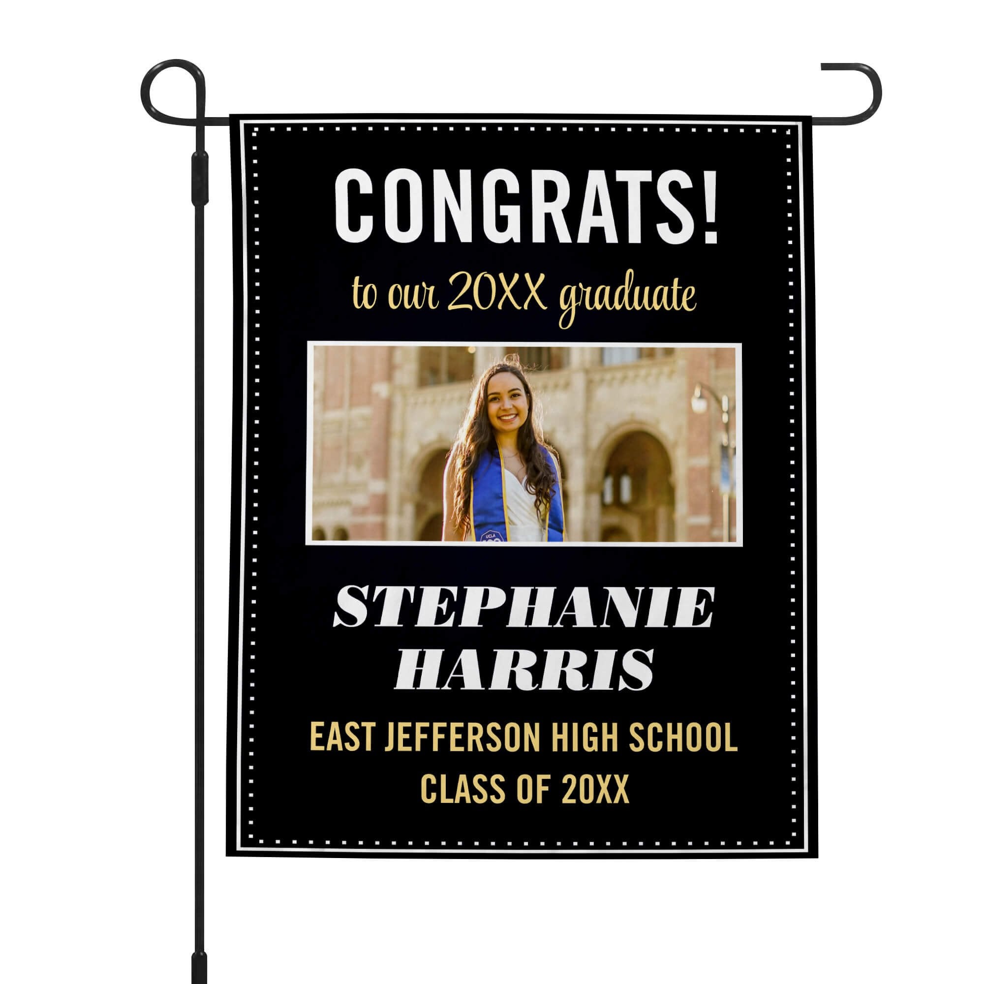 Graduation Elegant Garden Flag pole on left