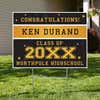 Gold Stars Graduation Yard Sign displayed in a front yard