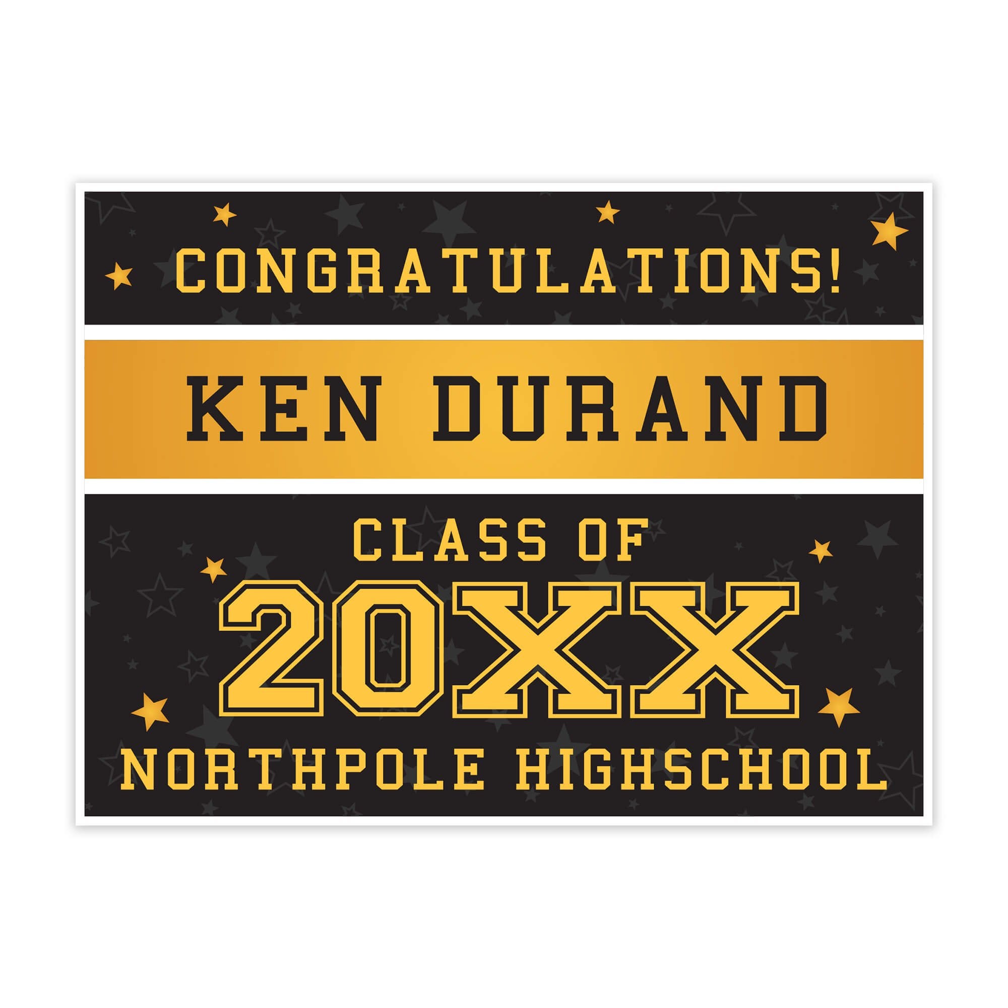 Gold Stars Graduation Yard Sign