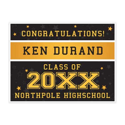 Gold Stars Graduation Yard Sign
