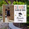 Pastels and Stars Graduation Yard Sign displayed by pavement