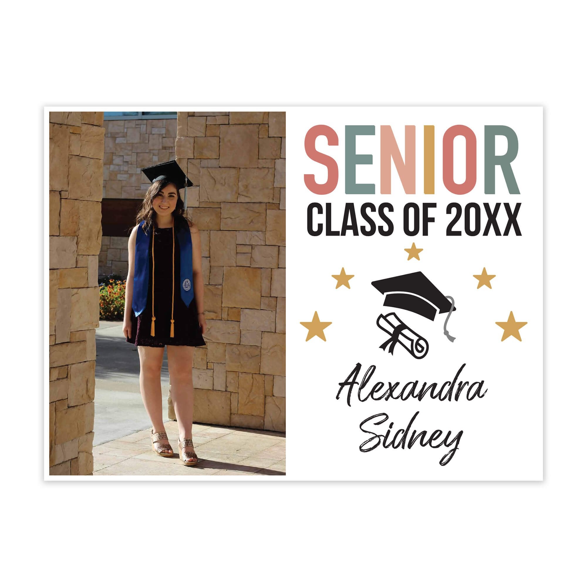 Pastels and Stars Graduation Yard Sign