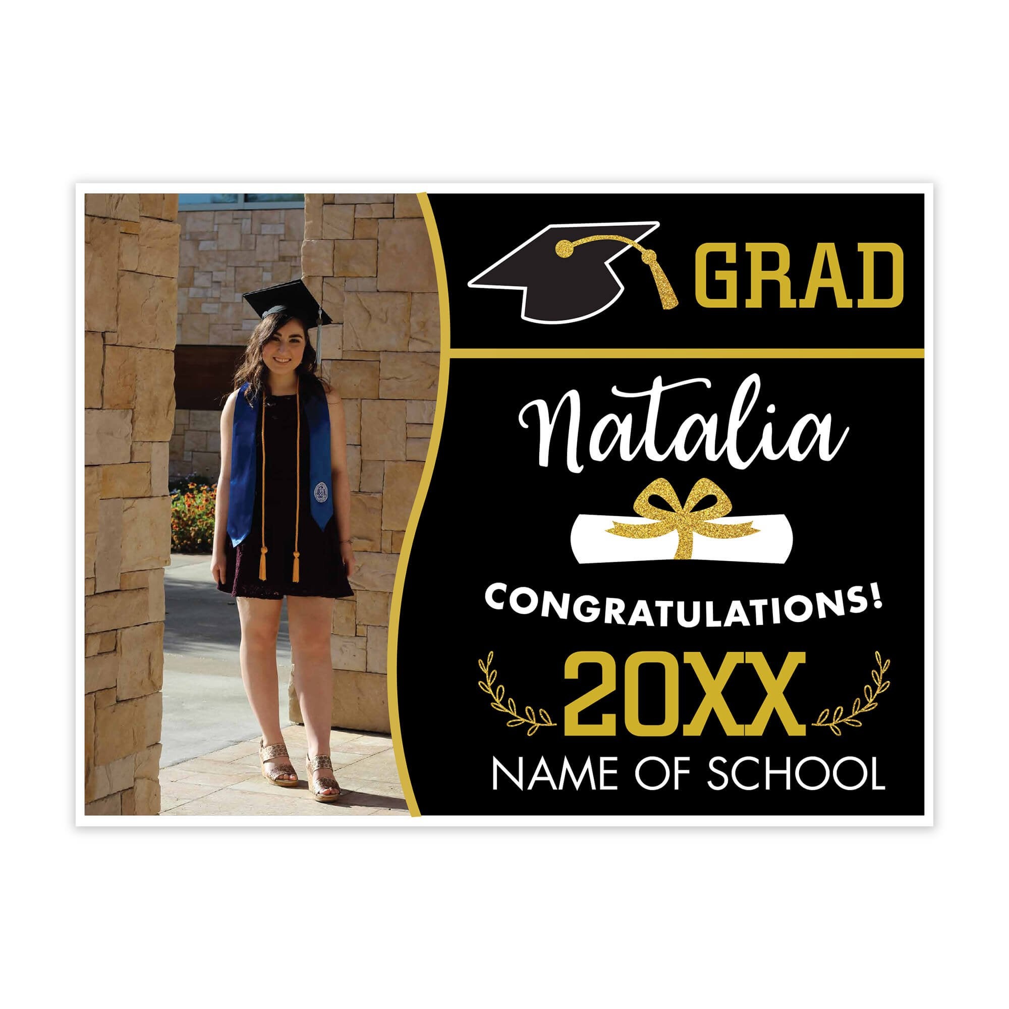 Wave Design Graduation Yard Sign