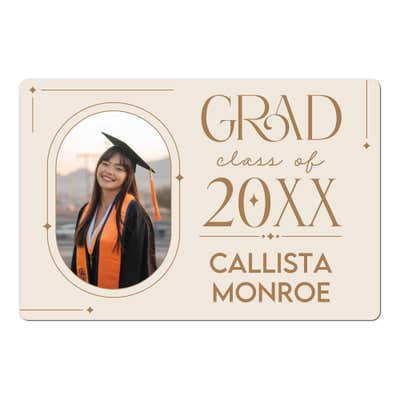 Modern Minimalist Graduation Announcement photo magnet on a white background
