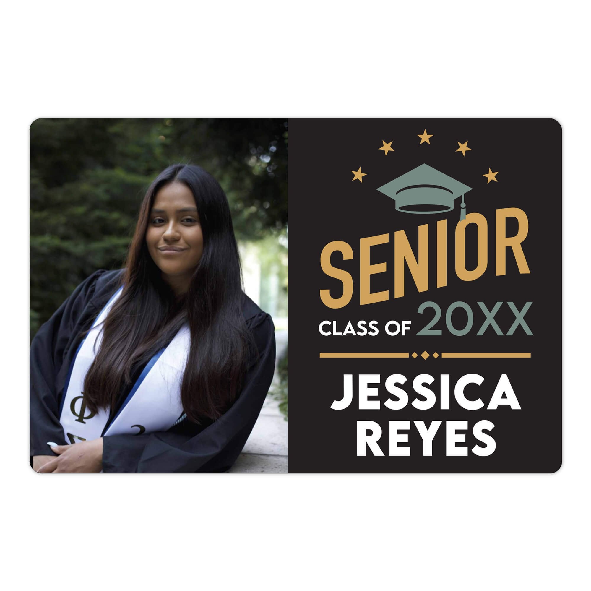 Modern Design Senior Graduation Announcement photo magnet on a white background