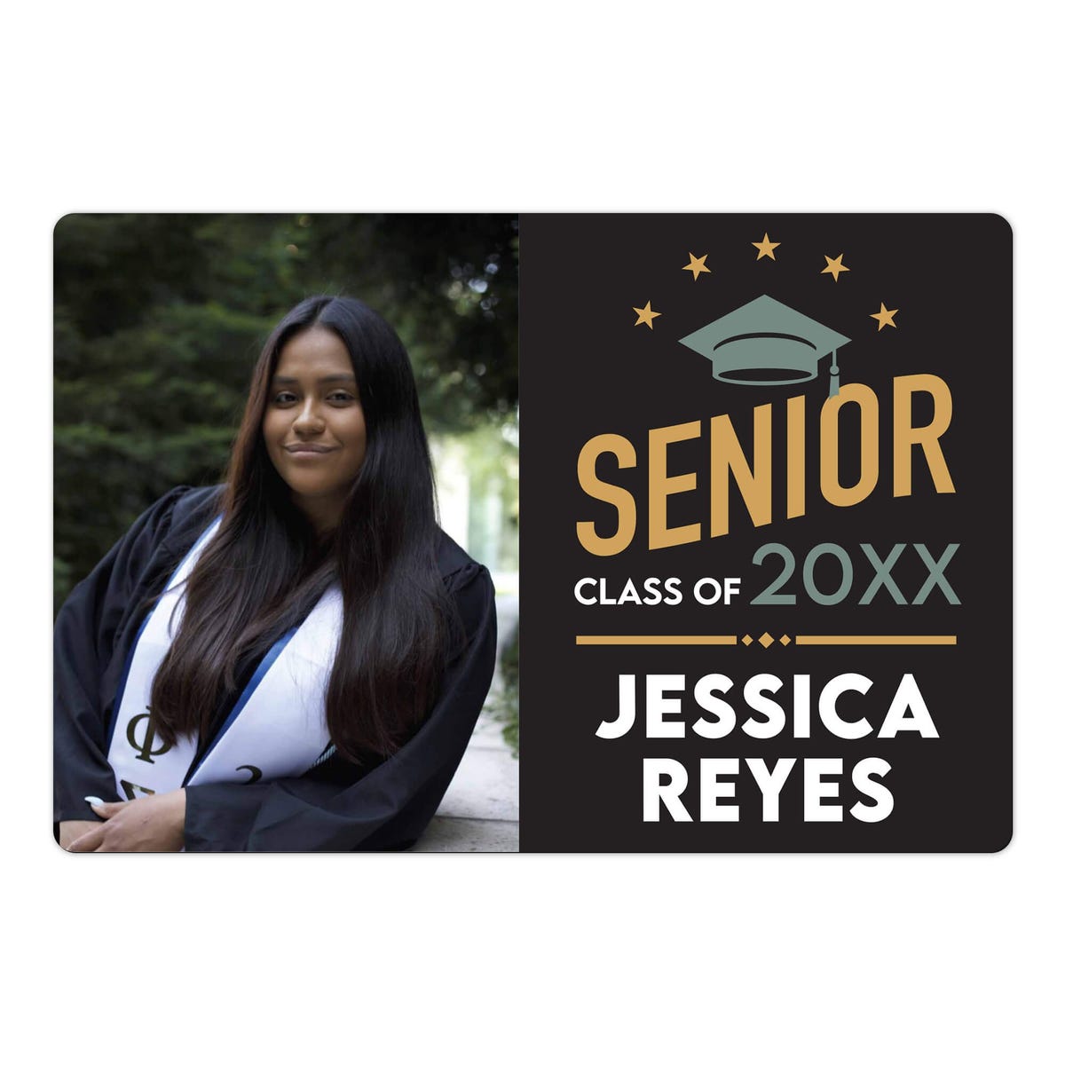 Modern Design Senior Graduation Announcement photo magnet on a white background
