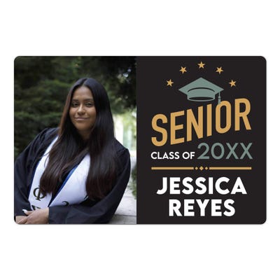 Modern Design Senior Graduation Announcement photo magnet on a white background