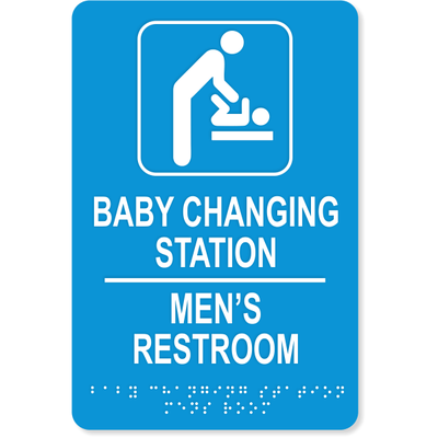 Baby Changing Station Men's Room Sign with Braille | 9" x 6"