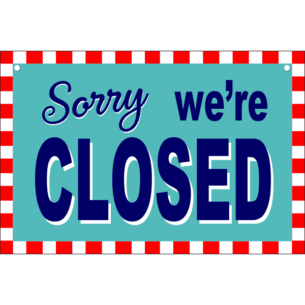 Open Closed Checker Border Vinyl Sign - Closed Side