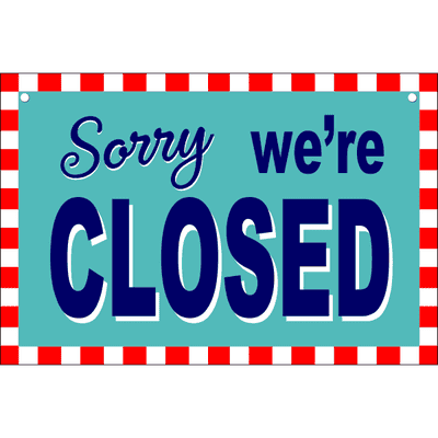 Open Closed Checker Border Plastic Sign - alternate view