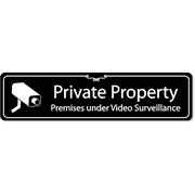 Engraved Private Property 2" x 8" Surveillance Sign