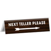 Next Bank Teller 2" x 8" Engraved Counter Bent Sign