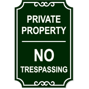 Private Property 18" x 12" No Trespassing Engraved Sign