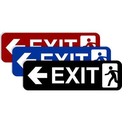 Exit Left 3" x 10" Arrow Sign  - alternate view