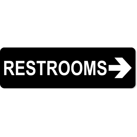 Right Arrow 3" x 10" Restroom Sign