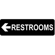 Left Arrow 3" x 10" Restroom Sign