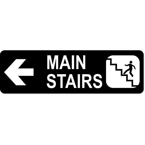 Stairs Left 3" x 10" Arrow Sign