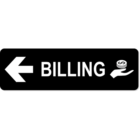 Billing Left 3" x 10" Arrow Sign