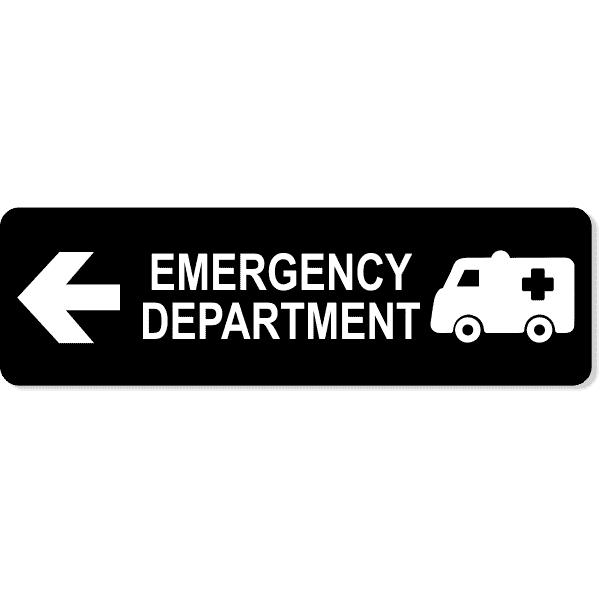 Emergency Department Left 3" x 10" Arrow Sign