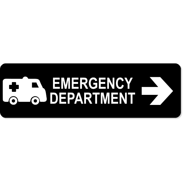 Emergency Department Right 3" x 10" Arrow Sign