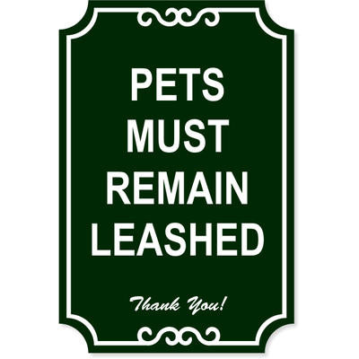 Leashed Pets Engraved Plastic Sign | 18" x 12"