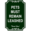 Leashed Pets Engraved Plastic Sign | 18" x 12"