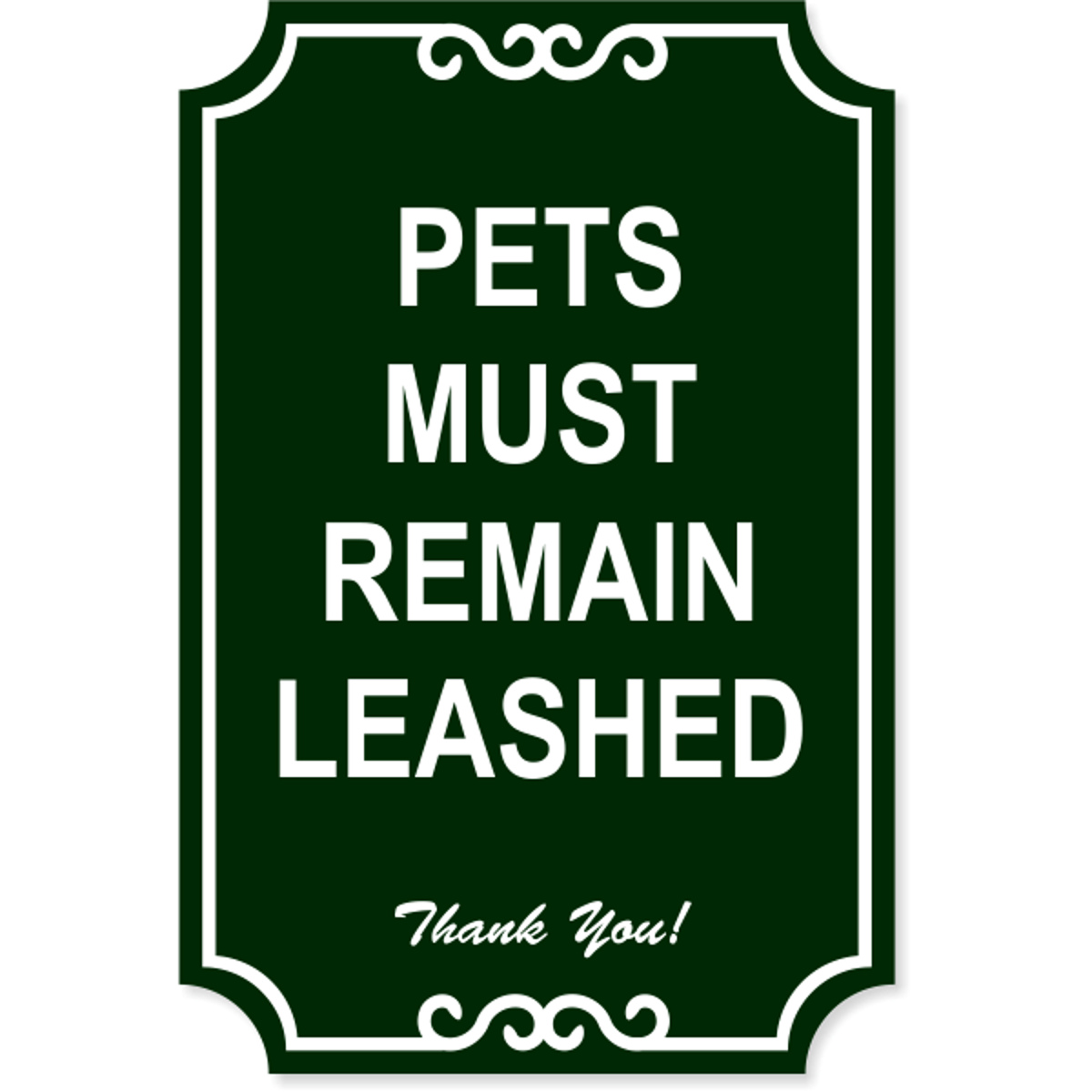Leashed Pets Engraved Plastic Sign | 18" x 12"