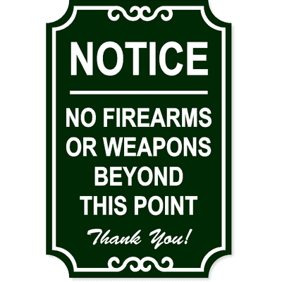 No Firearms Ornate Sign