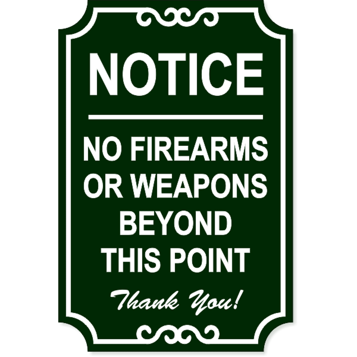 No Firearms Ornate Sign