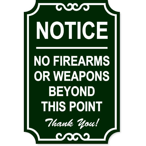 No Firearms 18" x 12" Ornate Sign