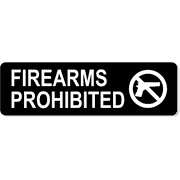 Firearms Prohibited 3" x 10" Engraved Sign