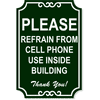 Notice Cell Phone Refrain Ornate Engraved Plastic Sign | 18" x 12"