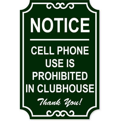 Cell Phone Ornate Engraved Plastic Sign | 18" x 12"
