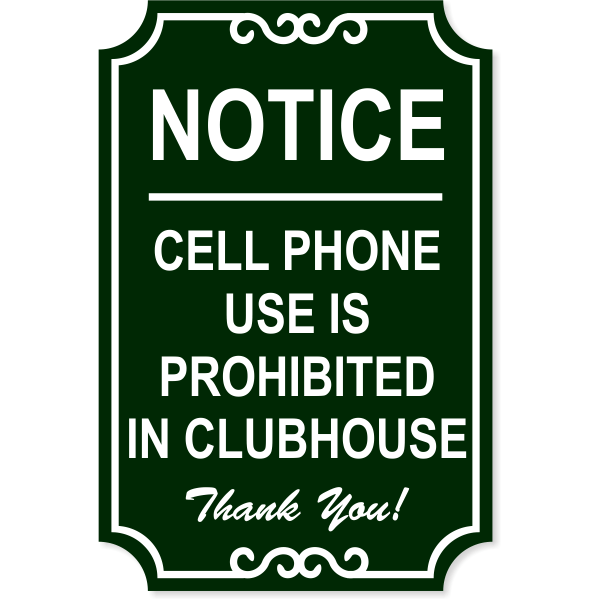 Cell Phone Ornate Engraved Plastic Sign | 18" x 12"